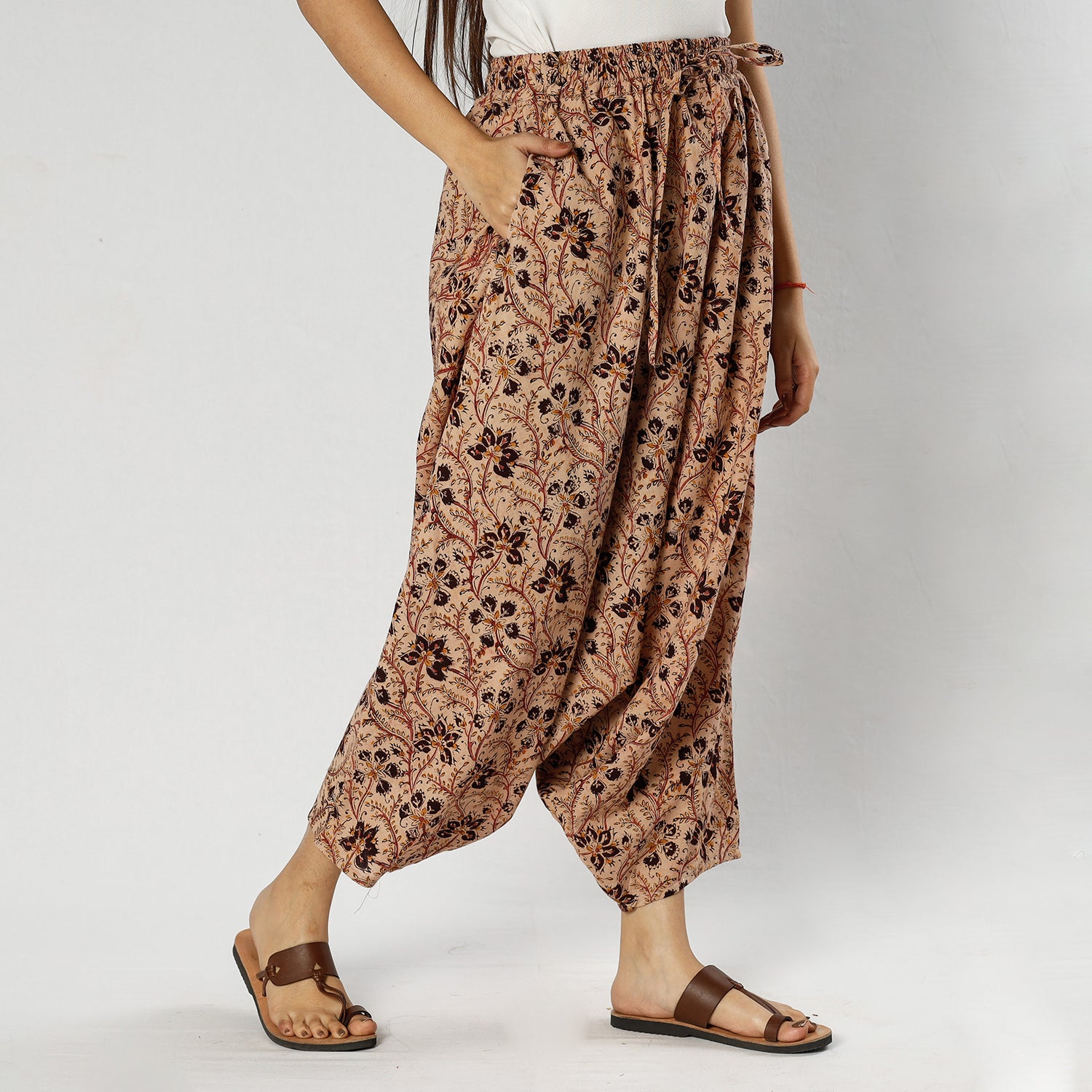 Ensemble modal cotton elasticated panelled kalamkari border skirt -1 - Shop  Online For Best Women's Clothing & Ethnic Wear